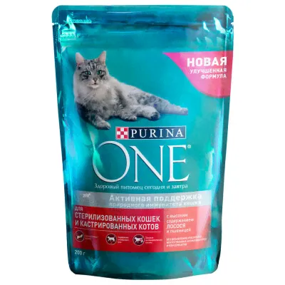 Корм для кошек Purina ONE 200г для стерилизованных кошек и котов с лососем пшеницей и тунцом-4