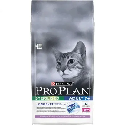 Сухой корм Purina Pro Plan с ИНДЕЙКОЙ и рисом для ПОЖИЛЫХ кастрированных котов и стерилизованных кошек (Sterilized 7+)-0