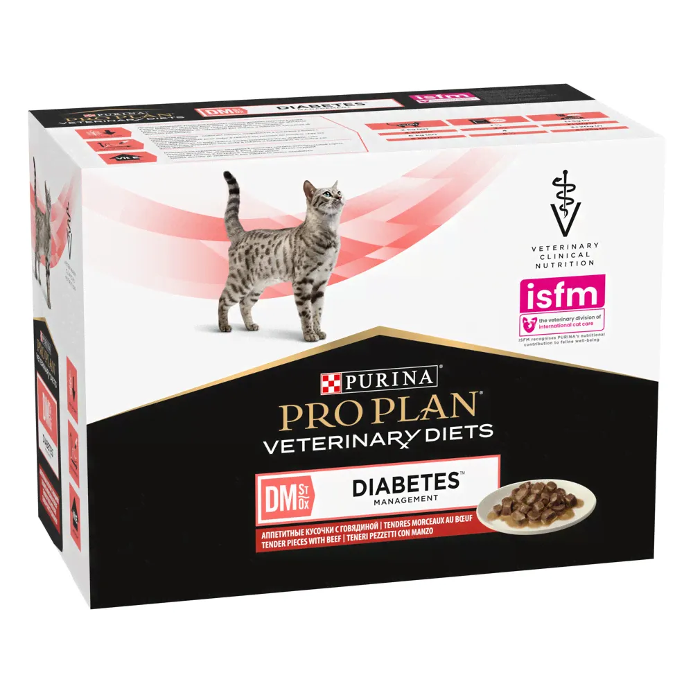 Purina Pro Plan Veterinary Diets OM Obesity Management влажный диетический корм для взрослых кошек для снижения избыточной массы тела, с курицей, в паучах - 85 г х 10 шт
