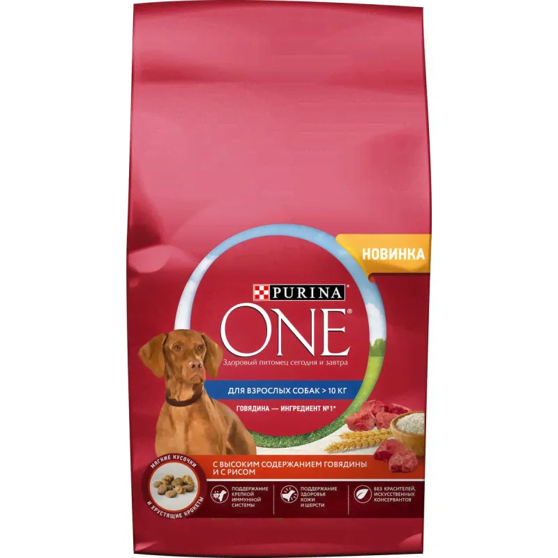 Сухой корм Purina One для взрослых собак с говядиной и рисом, 8 кг-0