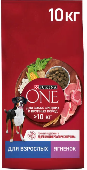 Сухой корм для собак Purina ONE для средних и крупных пород с ягненком и рисом 10кг-4