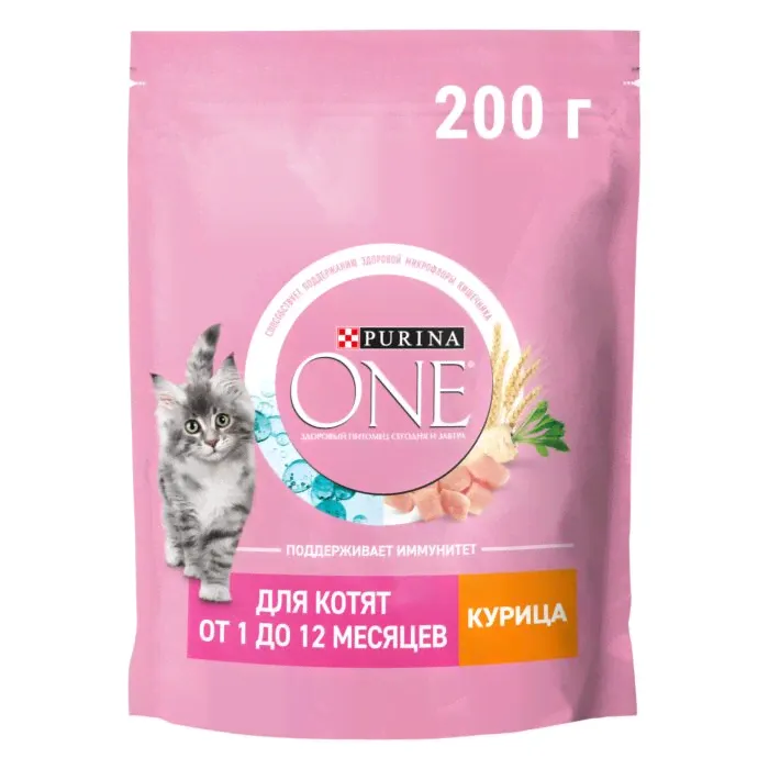 Сухой корм для котят Purina ONE с курицей и цельными злаками 200 г-0
