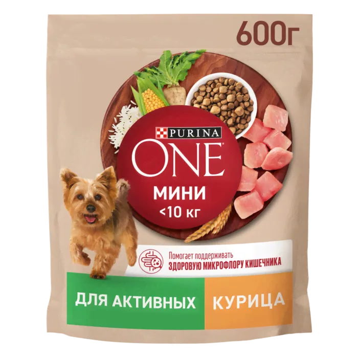 Сухой корм Purina ONE® МИНИ для активных собак мелких пород с курицей и рисом 600 г-0