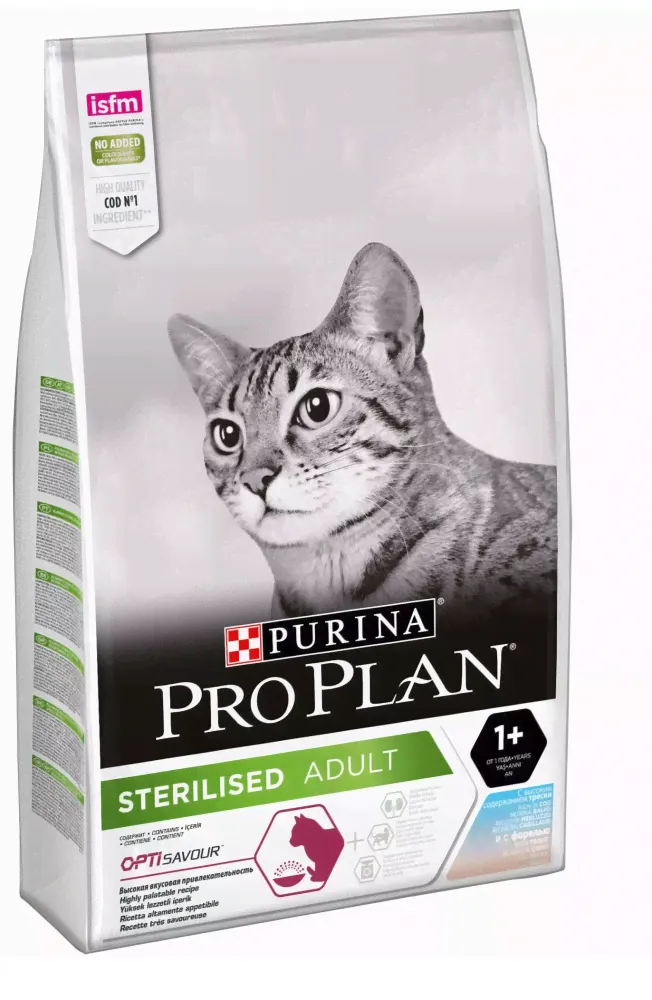 Сухой корм Purina Pro Plan Opti Savour Sterilised Adult, для стерилизованных кошек, с треской и форелью, 3кг.-0