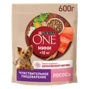 Сухой корм для собак Purina ONE Мини Чувствительная для мелких пород с лососем и рисом 600 г